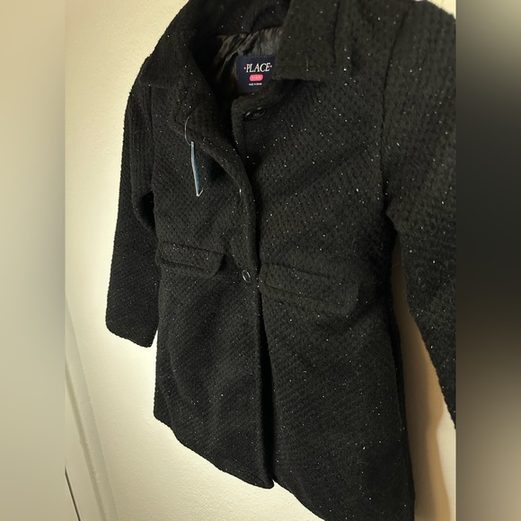 NWT- Kids Girls Black Sparkle Coat - Children’s Place - Small 5/6 - Picture 3 of 9